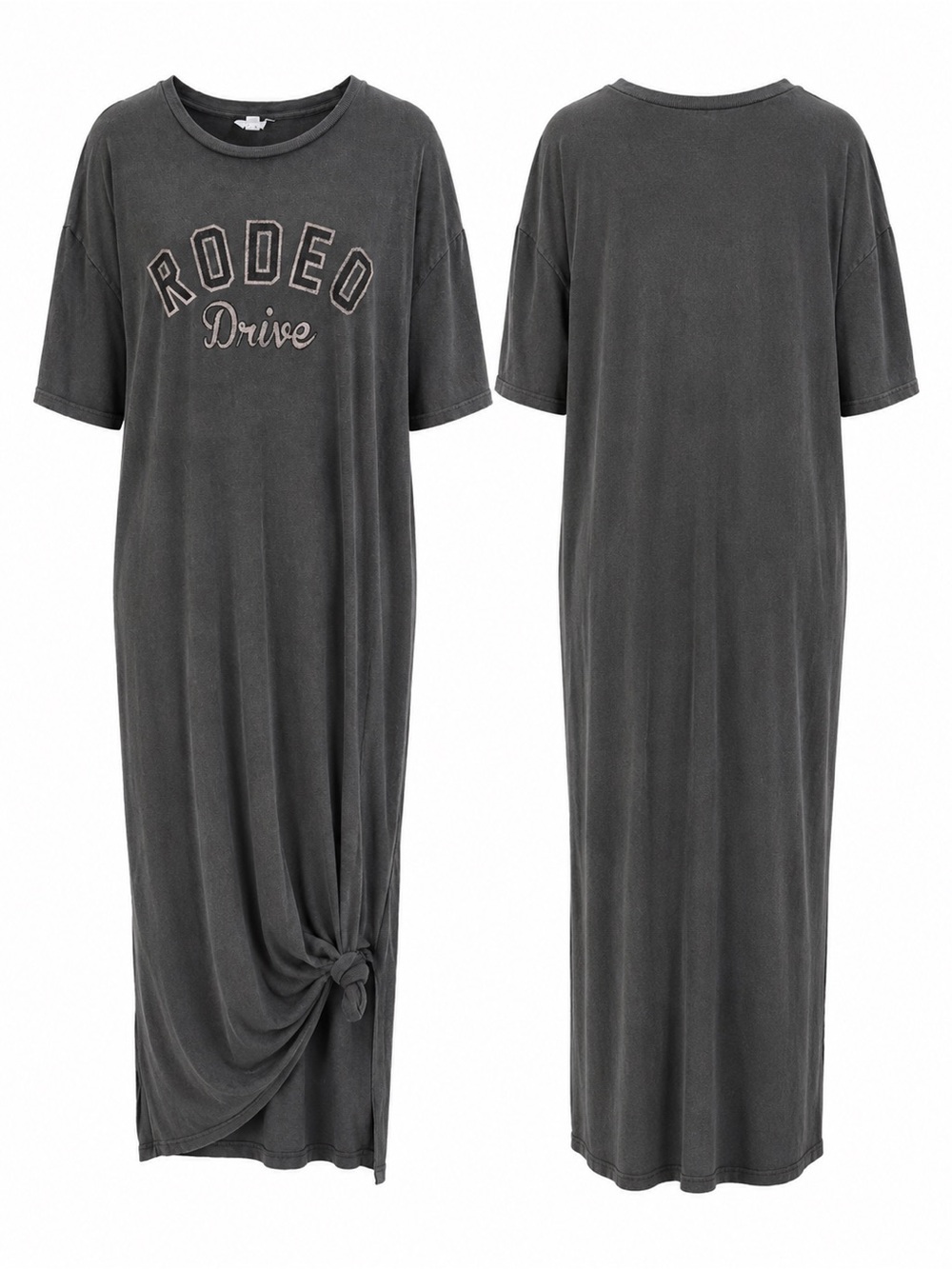 ASOS Washed Black 'Rodeo Drive' Maxi T-Shirt Dress with Side Knot